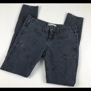 Free People stripe patch moto skinny jeans 26 navy
